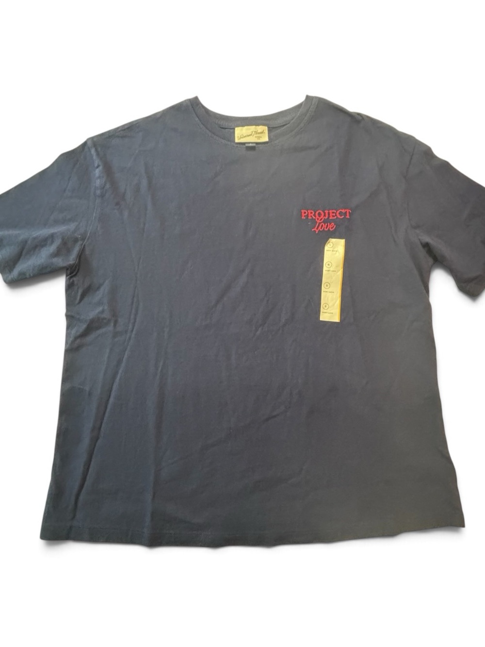 Universal Thread Navy Tee with Red "Project Love" Chest Embroidery